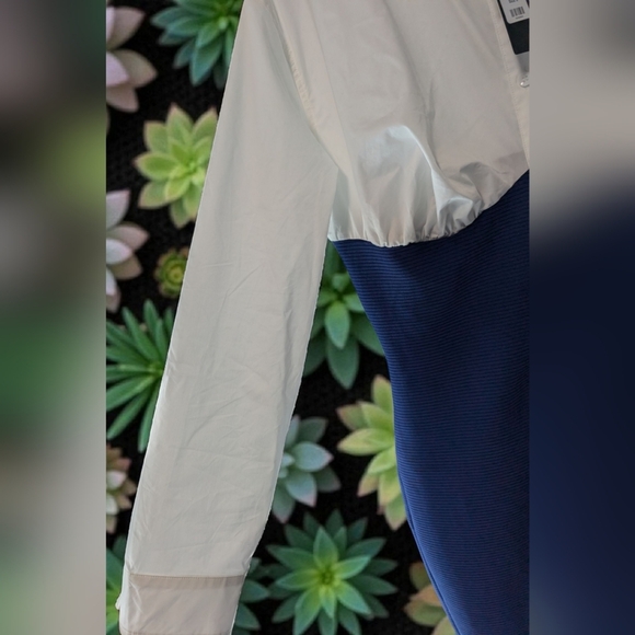 Fashion Nova Let's Get Serious Midi Shirt Dress - Navy/combo Size Large (NWT) - Picture 7 of 16